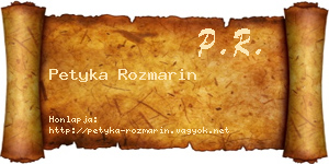 Petyka Rozmarin névjegykártya